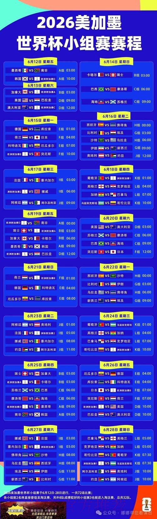 2026世界杯完整赛程高清版完整安排怎么看